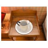 Antique Washstand with Enamelware Pitcher & Bowl
