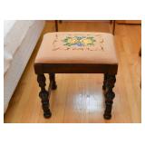 Antique Stool with Needlepoint Seat