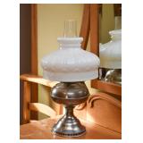 Oil Lamp with Milk Glass Shade