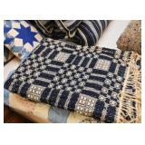 Antique Homespun Blue & White Coverlet