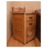 Antique Oak Bedside Table / Washstand / Commode