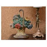 Cast Iron Flower Basket Doorstop