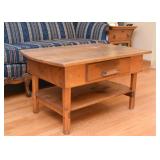 Primitive Wood Coffee Table with Drawer