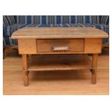 Primitive Wood Coffee Table with Drawer