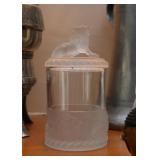 Frosted & Clear Glass Canister (Lion Motif)