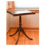 Leather Top Parlor Table with Carved Details