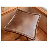 Leather Top Parlor Table with Carved Details