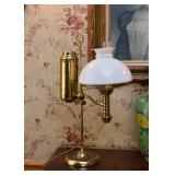 Brass Desk Lamp with Milk Glass Shade
