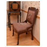 Antique Victorian Parlor Chair with Needlepoint Seat & Back