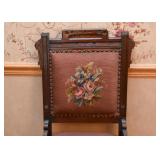 Antique Victorian Parlor Chair with Needlepoint Seat & Back