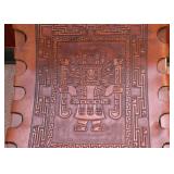 Vintage Wooden Chair / Seat with Tooled Leather (Aztec / Mayan Theme)