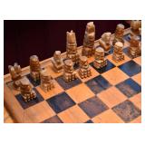 Chess Board with Stone Carved Pieces
