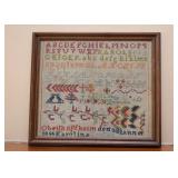 Framed Antique Needlepoint Sampler