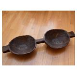 Primitive Wooden Double Bowl