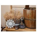 Basket, Cast Iron Uncle Sam Doorstop, Etc.