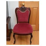 Antique / Vintage Parlor Chair with Carved Detail & Nailhead Trim