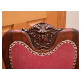 Antique / Vintage Parlor Chair with Carved Detail & Nailhead Trim