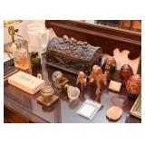Vanity Items, Decorative Eggs, Vintage Door Knob, Wood Carved Box