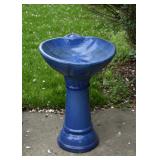Blue Ceramic Birdbath