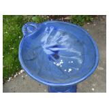 Blue Ceramic Birdbath