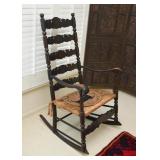 Antique Rocking Chair / Rocker with Rush Seat