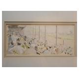 Framed Horse Racing Watercolor