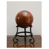 Wood Carved Ball / Orb with Stand