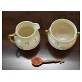 Belleek Shamrock Creamer & Open Sugar