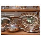 Silver Plate Serving Pieces, Goblets, Trays, Etc.