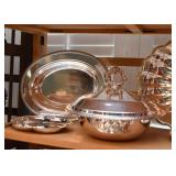 Silver Plate Serving Pieces, Goblets, Trays, Etc.