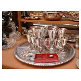 Silver Plate Serving Pieces, Goblets, Trays, Etc.