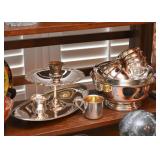 Silver Plate Serving Pieces, Goblets, Trays, Etc.