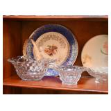 Vintage Glassware Serving Pieces, Hand Painted China Plates