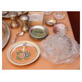 Lusterware Plate, Pressed Glass Cheese Dome, Salt & Pepper, Coasters, Etc.