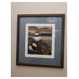 Framed Puffins Print, Signed
