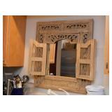 Wood Framed Wall Mirror with Shutters