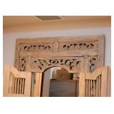 Wood Framed Wall Mirror with Shutters