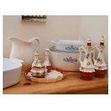 Corningware Baking Dishes, Vintage China Accessories, White Pottery Pitcher
