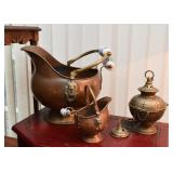 Copper Coal Scuttles, Brass Lantern