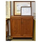 Oak Cabinet / Bar with Casters