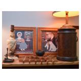 Table Lamps, Framed Prints, Black Mexican Pottery