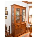 Mission Oak China Cabinet with Leaded Glass Doors by Stickley