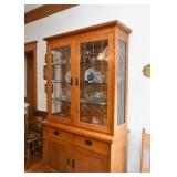 Mission Oak China Cabinet with Leaded Glass Doors by Stickley