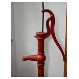 Antique Red Water Pump Turned Floor Lamp