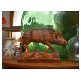 Wild Boar Wood Carving / Sculpture