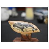 Fossilized Ivory / Scrimshaw with Whale 