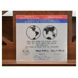 Replica Plaque Left on Moon by Apollo 11 Astronauts