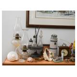 Home Decor, Oil Lamps, Figurines, Seashells
