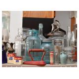 Ball Jars, Old Bottles, Vintage Tins, Sad Iron, Etc.