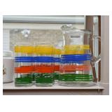 Vintage Striped Iced Tea / Lemonade Glasses & Pitcher Set